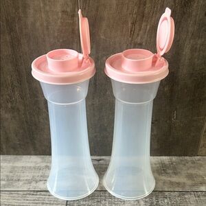 Tupperware Pink and Clear Salt and Pepper Shaker Set
